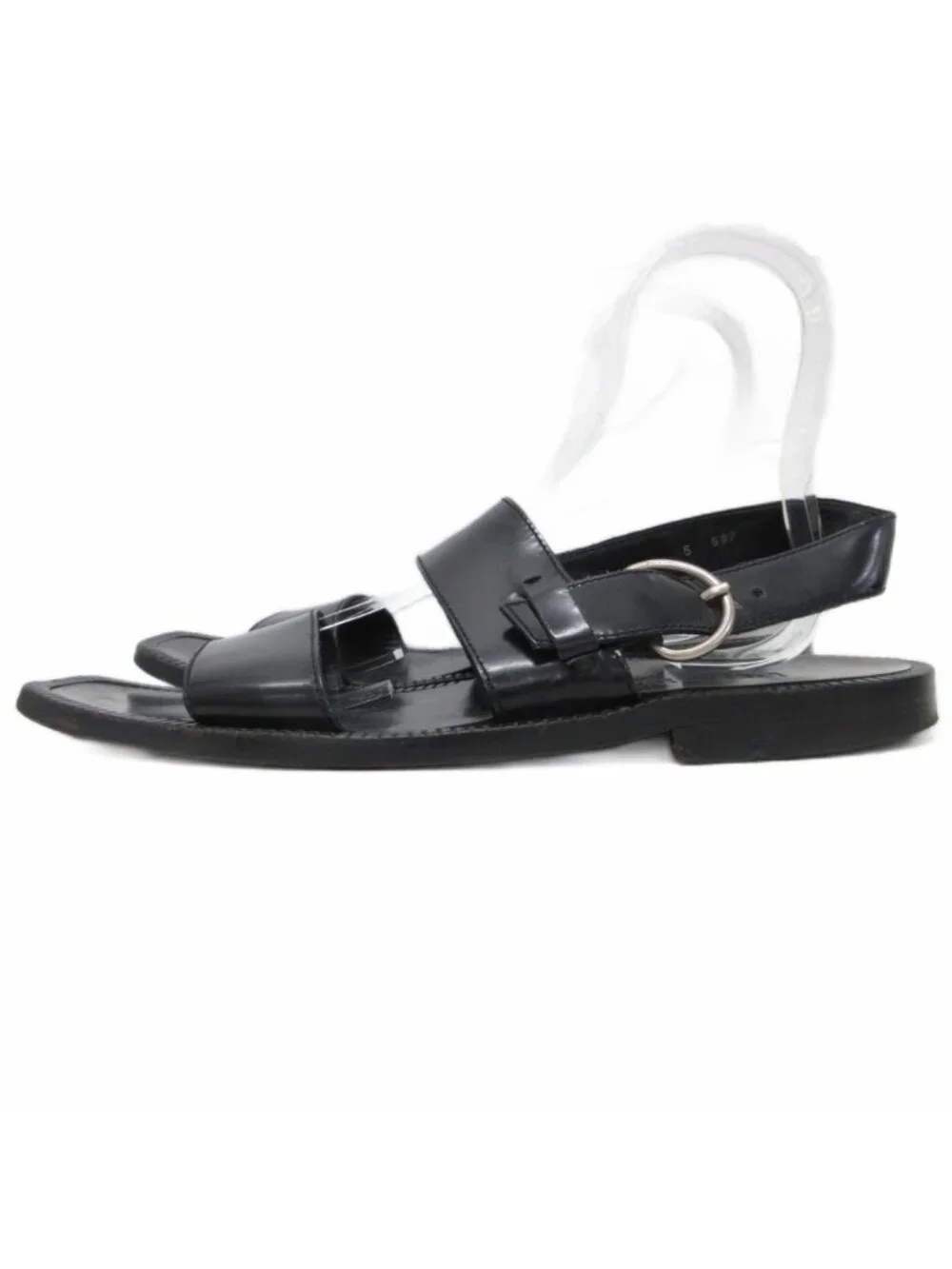 Prada Sandals Double Strap Leather 9 Black
